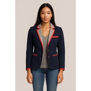 Brooklyn Industeies Navy Cotton Blazer Pinstripe Collar size large Career Preppy